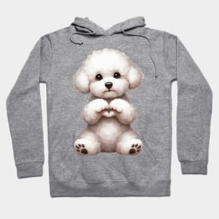 Valentine Bichon Frise Dog Giving Heart Hand Sign Hoodie